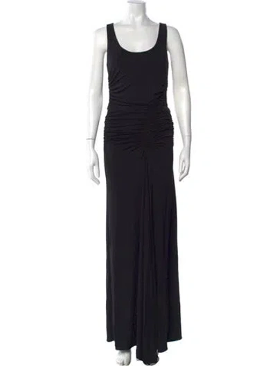 Pre-owned Michael Kors Scoop Neck Long Dress In Black