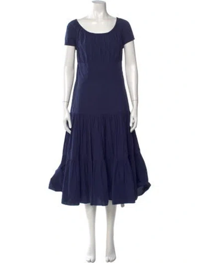 Pre-owned Michael Kors Scoop Neck Long Dress In Blue
