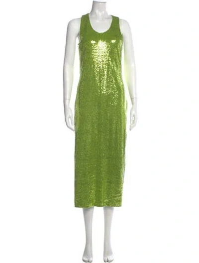 Pre-owned Michael Kors Scoop Neck Long Dress In Green