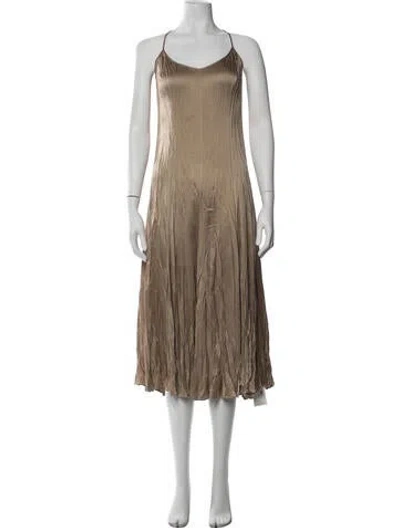Pre-owned Michael Kors Scoop Neck Long Dress In Neutral