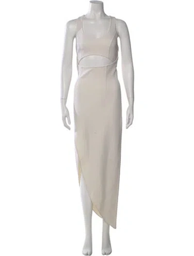 Pre-owned Michael Kors Scoop Neck Long Dress In Neutral