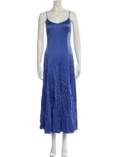 Pre-owned Michael Kors Scoop Neck Long Dress W/ Tags In Blue
