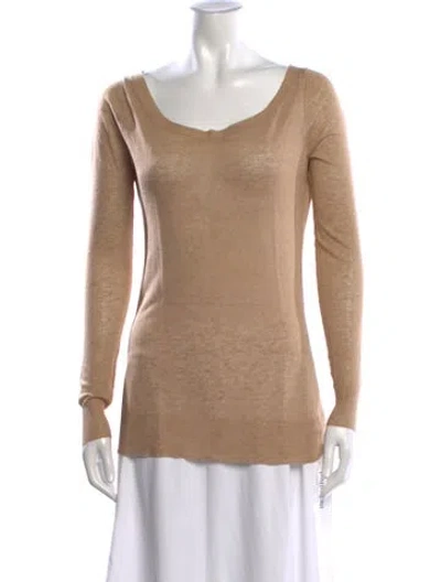 Pre-owned Michael Kors Scoop Neck Long Sleeve Top In Neutral