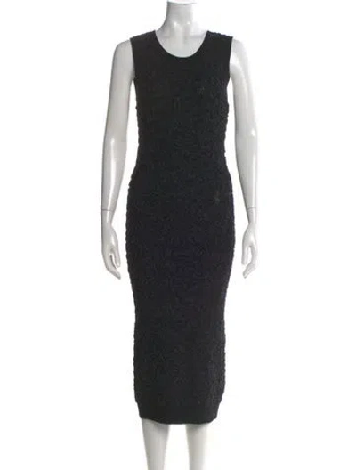 Pre-owned Michael Kors Scoop Neck Midi Length Dress In Black