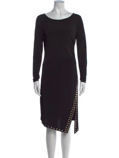 Pre-owned Michael Kors Scoop Neck Midi Length Dress In Black