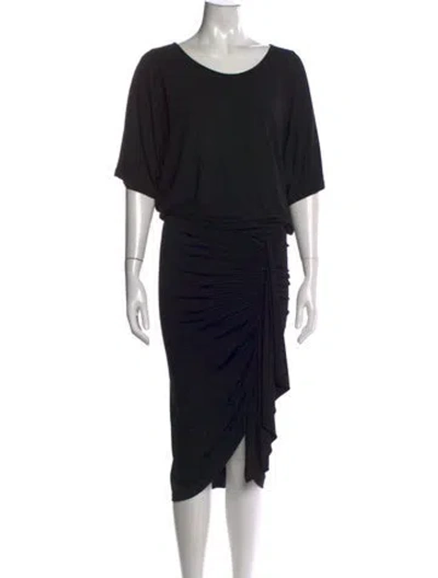 Pre-owned Michael Kors Scoop Neck Midi Length Dress In Black