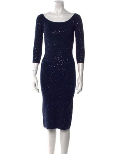 Pre-owned Michael Kors Scoop Neck Midi Length Dress In Blue