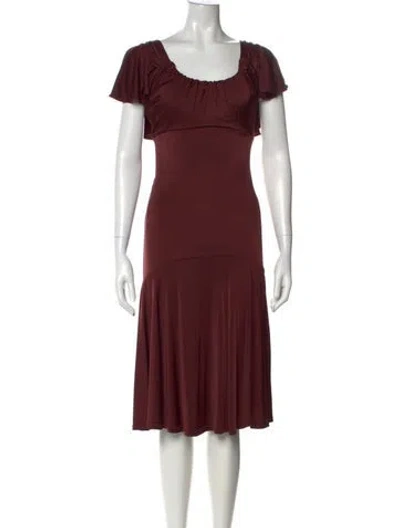 Pre-owned Michael Kors Scoop Neck Midi Length Dress In Burgundy