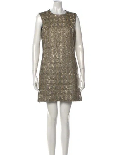 Pre-owned Michael Kors Scoop Neck Midi Length Dress In Gold