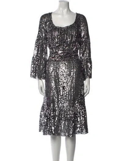 Pre-owned Michael Kors Scoop Neck Midi Length Dress W/ Tags
