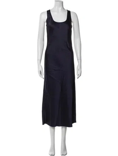 Pre-owned Michael Kors Scoop Neck Midi Length Dress W/ Tags In Blue