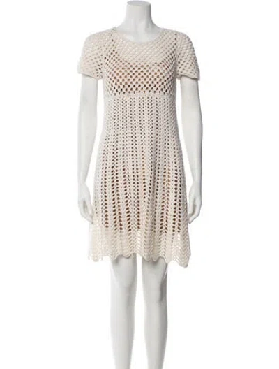 Pre-owned Michael Kors Scoop Neck Mini Dress In Neutral