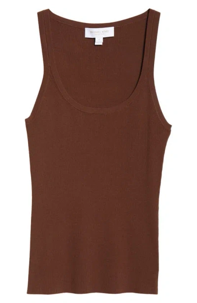 Michael Kors Scoop Neck Rib Tank In Nutmeg