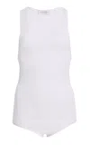 Michael Kors Scoop Neck Ribbed Bodysuit In White