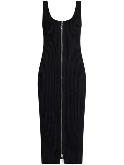 Michael Kors Scoop-neck Ribbed-knit Midi Dress In Black