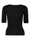 Michael Kors Scoop-neck Ribbed-neck T-shirt In Black
