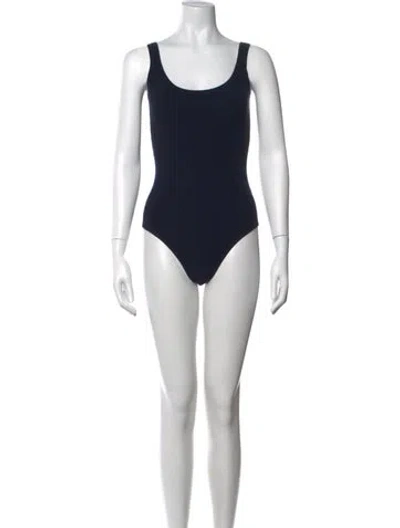 Pre-owned Michael Kors Scoop Neck Sleeveless Bodysuit In Blue