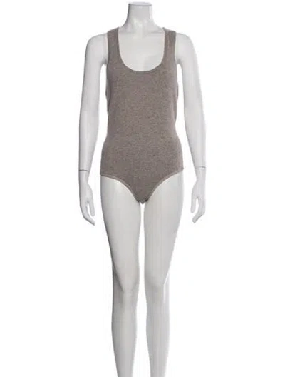 Pre-owned Michael Kors Scoop Neck Sleeveless Bodysuit In Brown