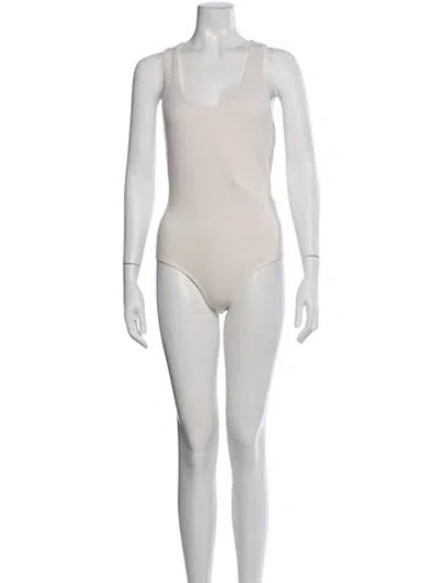 Pre-owned Michael Kors Scoop Neck Sleeveless Bodysuit In Neutral