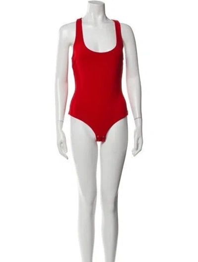 Pre-owned Michael Kors Scoop Neck Sleeveless Bodysuit In Red