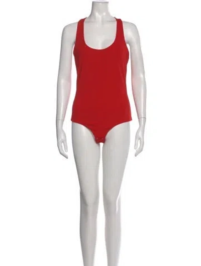 Pre-owned Michael Kors Scoop Neck Sleeveless Bodysuit In Red