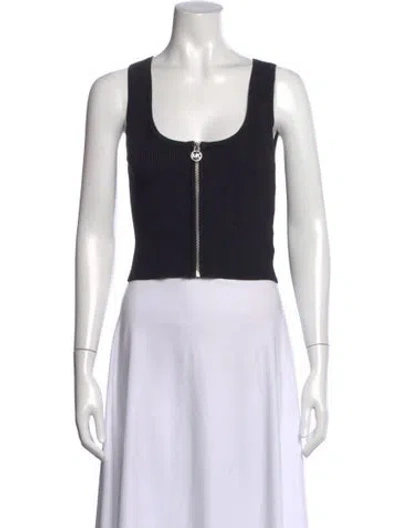Pre-owned Michael Kors Scoop Neck Sleeveless Crop Top In Black