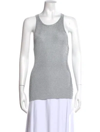 Pre-owned Michael Kors Scoop Neck Sleeveless Top In Silver