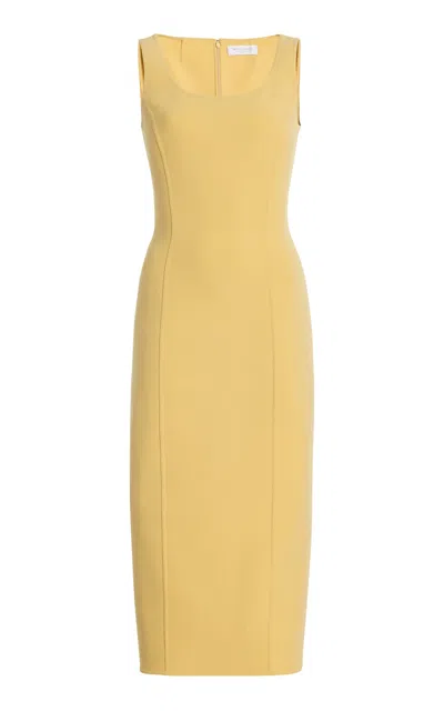 Michael Kors Scoop Neck Stretch-wool Midi Dress In Yellow