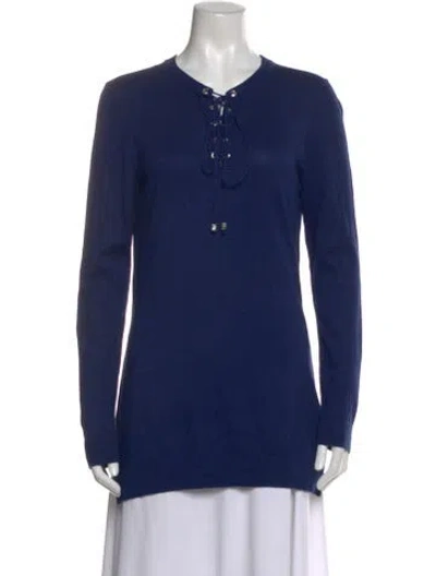 Pre-owned Michael Kors Scoop Neck Sweater In Blue