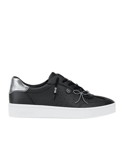 Michael Kors Scotty Embellished Leather Sneaker In Black