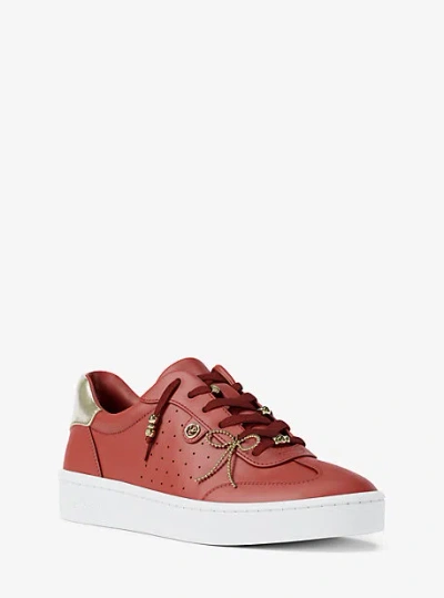 MICHAEL KORS SCOTTY EMBELLISHED LEATHER SNEAKER