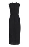 Michael Kors Seamed Wool-linen Midi Dress In Black