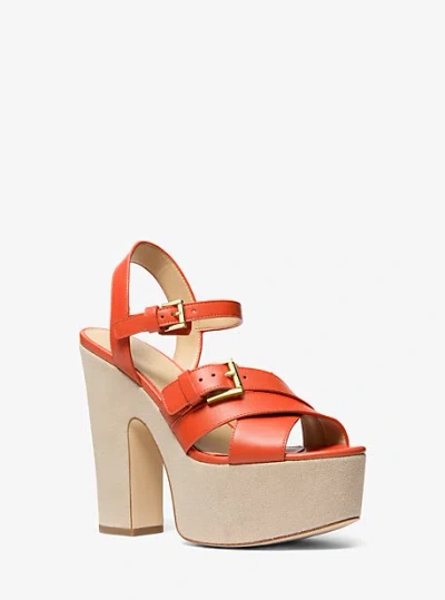Michael Kors Selah Leather Platform Sandal In Red