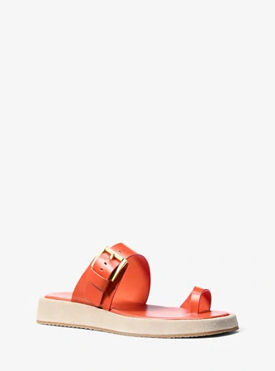 Michael Kors Selah Leather Slide Sandal In Red