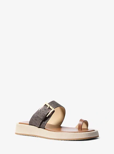Michael Kors Selah Signature Logo Slide Sandal In Brown