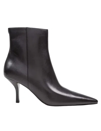 MICHAEL KORS SELINA BLACK LEATHER ANKLE BOOT