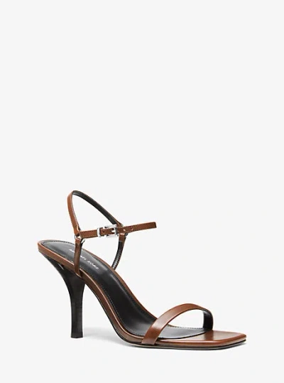 Michael Kors Selina Burnished Leather Sandal In Brown