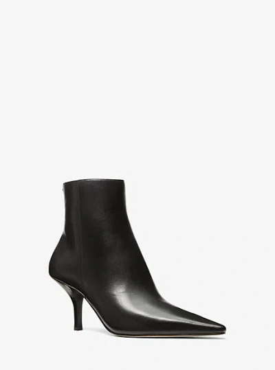 Michael Kors Selina Leather Ankle Boot In Black