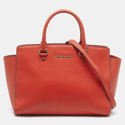 Pre-owned Michael Kors Selma Large Orange Leather Satchel