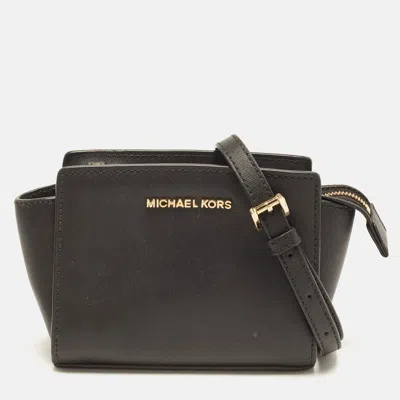 Pre-owned Michael Kors Selma Mini Black Saffiano Leather Crossbody Bag