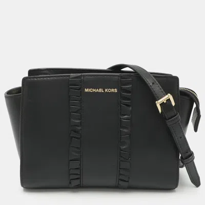 Pre-owned Michael Kors Selma Small Black Leather Crossbody Bag