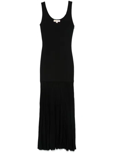 Michael Kors Semi-sheer Panelling Maxi Dress In Black