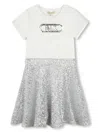 Michael Kors Sequin-embellished Cotton Dress In Silver