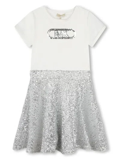Michael Kors Kids' Sequin-embellished Cotton Dress In Silver