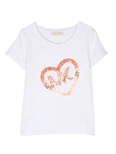 Michael Kors Sequin-embellished Cotton T-shirt In Weiss