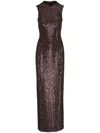 Michael Kors Sequin Sleeveless Column Gown In Brown