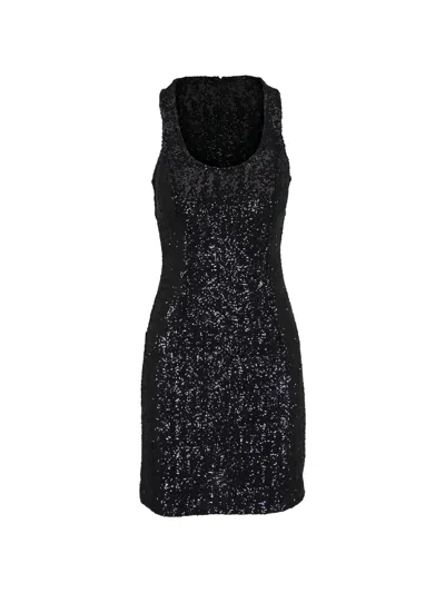 Michael Kors Sequin-embellished Mini Dress In Black