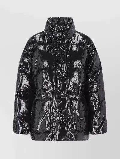 MICHAEL KORS SEQUIN EMBELLISHED PADDED HIGH COLLAR JACKET