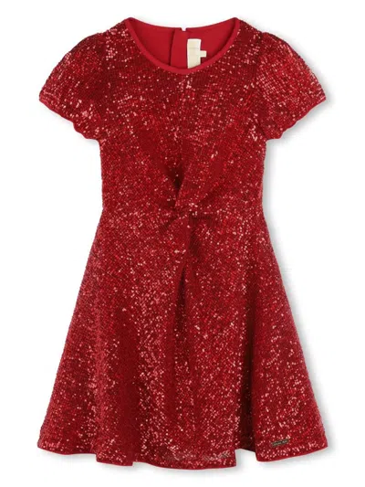 Michael Kors Kids' Sequin-embellished Round-neck Dress In Red