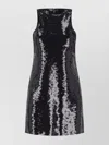 Michael Kors Sequin Embellished Sleeveless High Neck Dress In Black